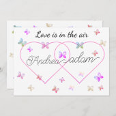 modernes Flugschmetterlingsherz Einladung (Vorne/Hinten)