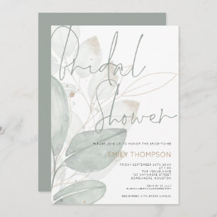 Modernes Foliage Gold Script-Brautparty Einladung