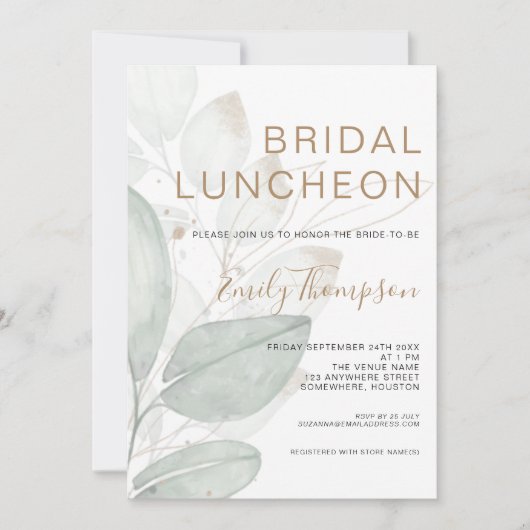 Modernes Foliage Luncheon-Brautparty Einladung (Vorderseite)