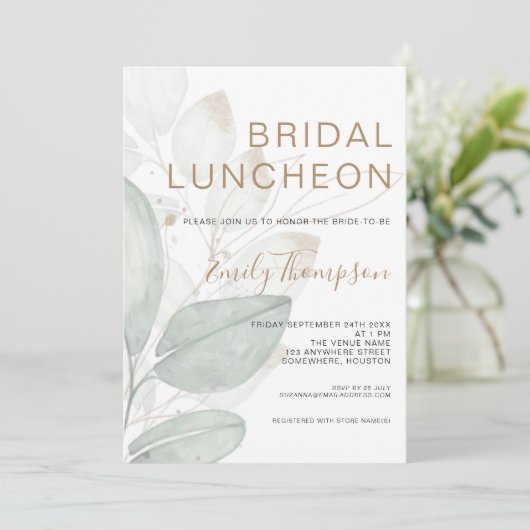 Modernes Foliage Luncheon-Brautparty Einladung (Stehend Vorderseite)