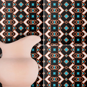 Modernes Folk-Schwarz Symmetrisches geometrisches  Fliese