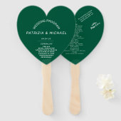 Modernes Forest Green Wedding Programm Handfan Fächer (Vorne und Hinten)