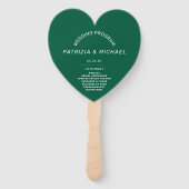 Modernes Forest Green Wedding Programm Handfan Fächer (Vorderseite)
