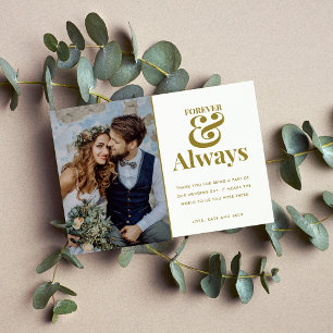 Modernes Forever Gold Foto Hochzeit Vielen Dank Dankeskarte