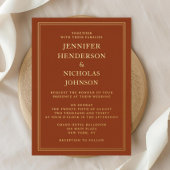 Modernes formales Terracotta Wedding Gold Folieneinladung