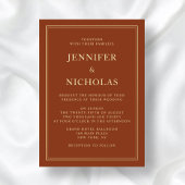 Modernes formales Terracotta Wedding Gold Folieneinladung