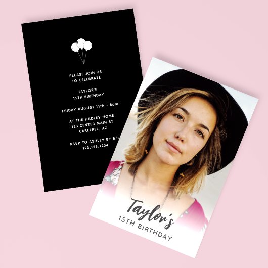 Modernes Foto 15. Geburtstag Einladung