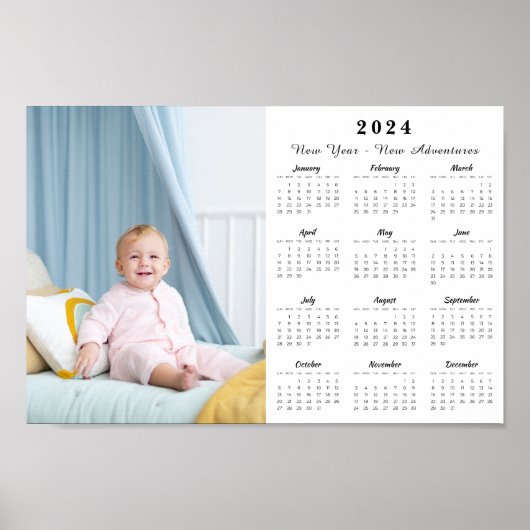 Modernes Foto 2024 Neujahrskalender Poster (Vorne)