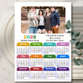 Modernes Foto 2026 mit farbenfrohen Kalenderdaten Magnetkarte
