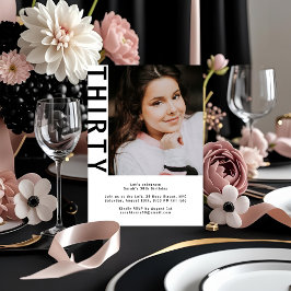 Modernes Foto 30. Geburtstag Einladung Clean White