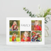 Modernes Foto 5 Fotocollage Holiday Feiertagskarte (Stehend Vorderseite)