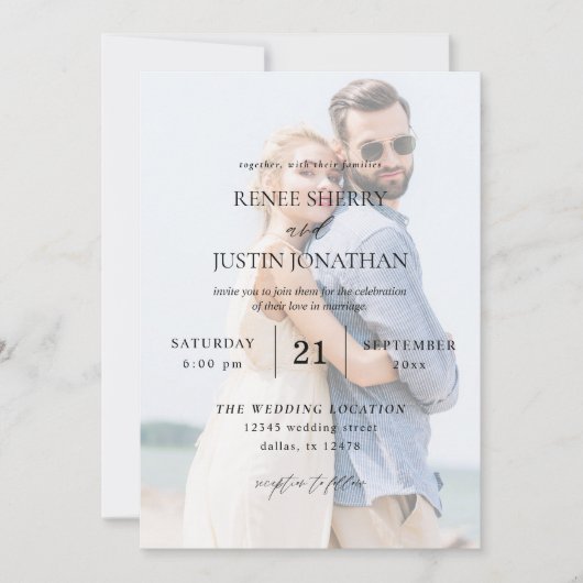 Modernes Foto 5 Vertikale Hochzeit Einladung (Vorderseite)