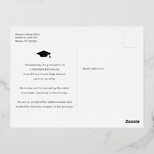 Modernes Foto Abschluss Ankündigung Fossil Postkar (Rückseite)