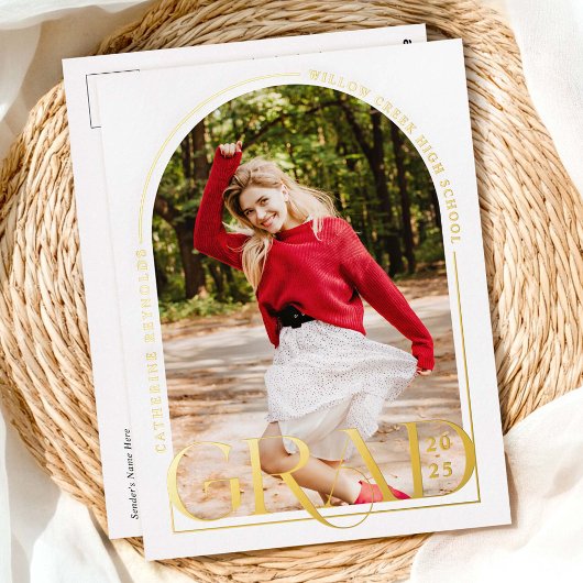 Modernes Foto Abschluss Ankündigung Fossil Postkar