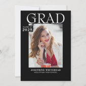 Modernes Foto Abschluss Ankündigung Schwarz (Vorderseite)