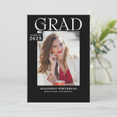 Modernes Foto Abschluss Ankündigung Schwarz (Stehend Vorderseite)