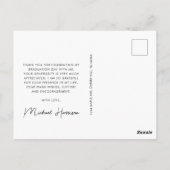 Modernes Foto Abschluss Black Danke Postkarte (Rückseite)