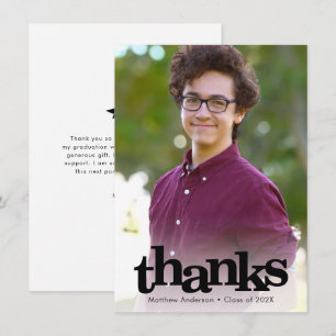 Modernes Foto Abschluss, einfache, fette Typografi Dankeskarte