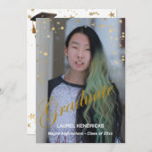 Modernes Foto Abschluss Gold Stars Party Einladung (Vorne/Hinten)