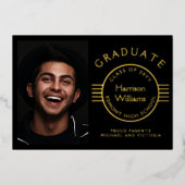 Modernes Foto Abschluss Graduate Gold Folieneinladung (Vorderseite)