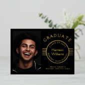 Modernes Foto Abschluss Graduate Gold Folieneinladung (Stehend vorne)