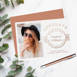 Modernes Foto Abschluss Graduate Rose Gold Folieneinladung