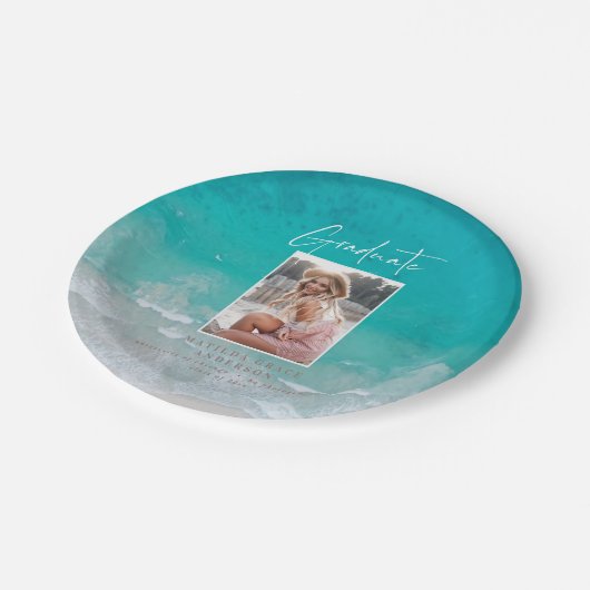 Modernes Foto Abschluss Ocean Beach Skript Pappteller (Schrägansicht)