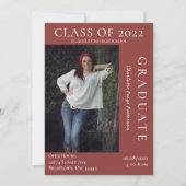 Modernes Foto Abschluss Open House | Warm rot Einladung (Vorderseite)