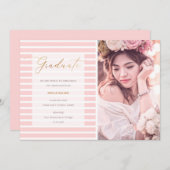 Modernes Foto Abschluss Rosa Streifen Ankündigung (Vorne/Hinten)