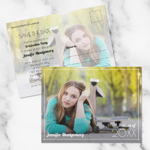 Modernes Foto Abschluss Save the Date Postkarte