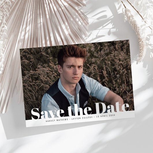 Modernes Foto Abschluss Save the Date Postkarte