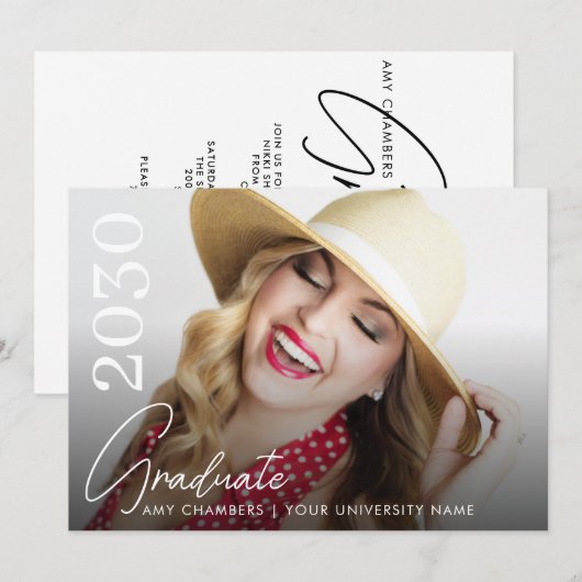 Modernes Foto Abschluss Script Einladung (Vorne/Hinten)