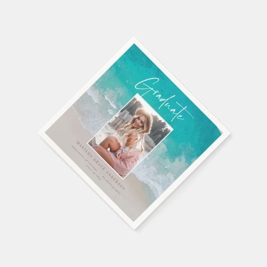 Modernes Foto Abschluss Strand Skript Serviette (Ecke)