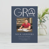 Modernes Foto Abschluss Uni Navy Ankündigung (Stehend Vorderseite)