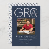 Modernes Foto Abschluss Uni Navy Ankündigung (Vorne/Hinten)