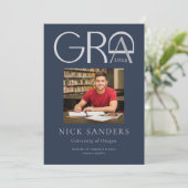 Modernes Foto Abschluss Uni Navy Blue Ankündigung (Stehend Vorderseite)