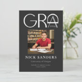 Modernes Foto Abschluss Uni Schwarz Ankündigung (Stehend Vorderseite)