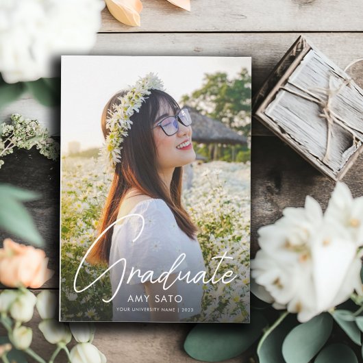 Modernes Foto Abschluss Weiße Schrift Einladung