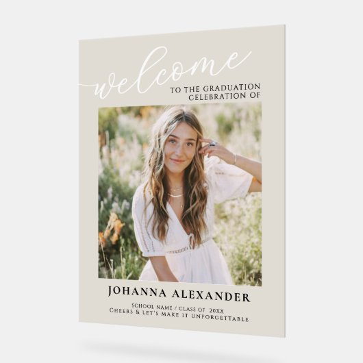 Modernes Foto Abschluss Willkommen Acrylschild (Winkel)