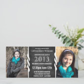 Modernes Foto-Absolvent-Party BW-Tafel-2 Einladung (Stehend Vorderseite)