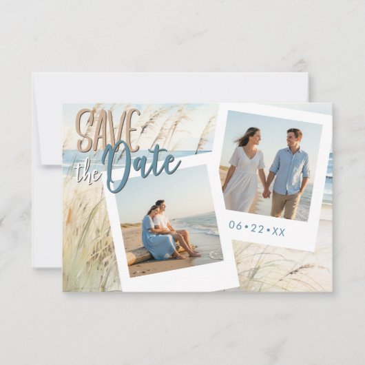 Modernes Foto an der Küste Save The Date (Vorderseite)