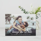 Modernes Foto ändert das Datum verschoben Einladung (Stehend Vorderseite)
