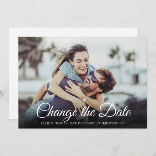 Modernes Foto ändert das Datum verschoben Einladung (Vorne/Hinten)