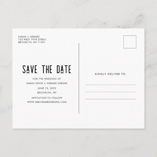 Modernes Foto Ankündigung Datum freihalten Postkar (Rückseite)