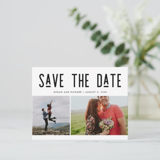 Modernes Foto Ankündigung Datum freihalten Postkar (Stehend Vorderseite)