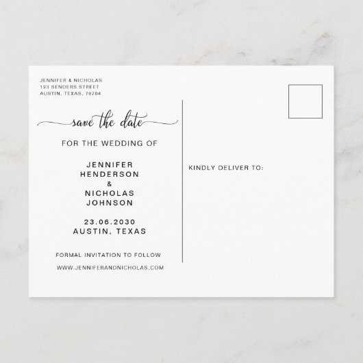 Modernes Foto Ankündigung Datum freihalten Postkarte (Rückseite)