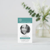 Modernes Foto Aquamariner QR Code Business Visitenkarte (Stehend Vorderseite)