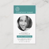 Modernes Foto Aquamariner QR Code Business Visitenkarte (Vorderseite)