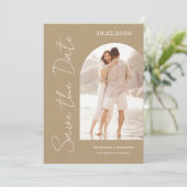 Modernes Foto Arch Beige Foto Save The Date (Stehend Vorderseite)