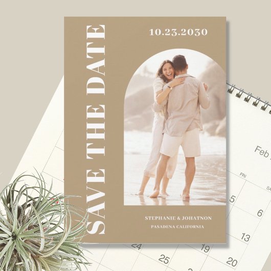 Modernes Foto Arch Beige Save The Date